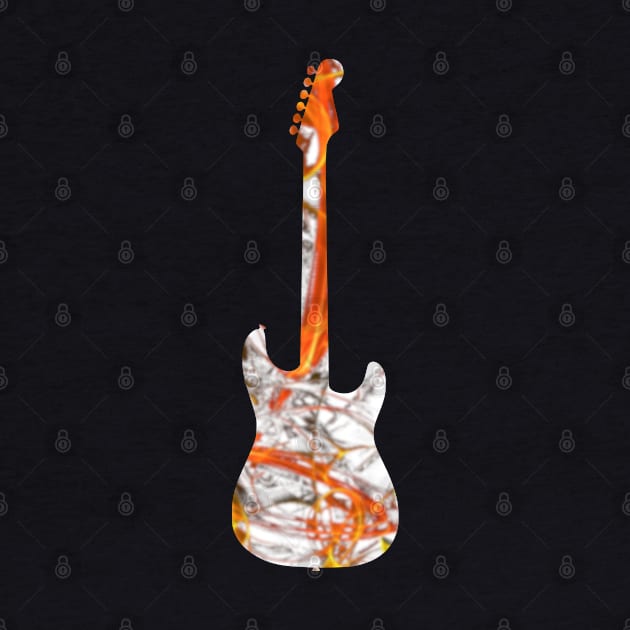 Orange Flame Guitar Silhouette on White by gkillerb